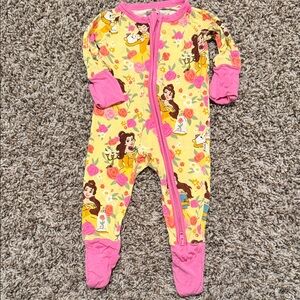 Little Sleepies Belle Yellow and Pink Kids Pajama Footies